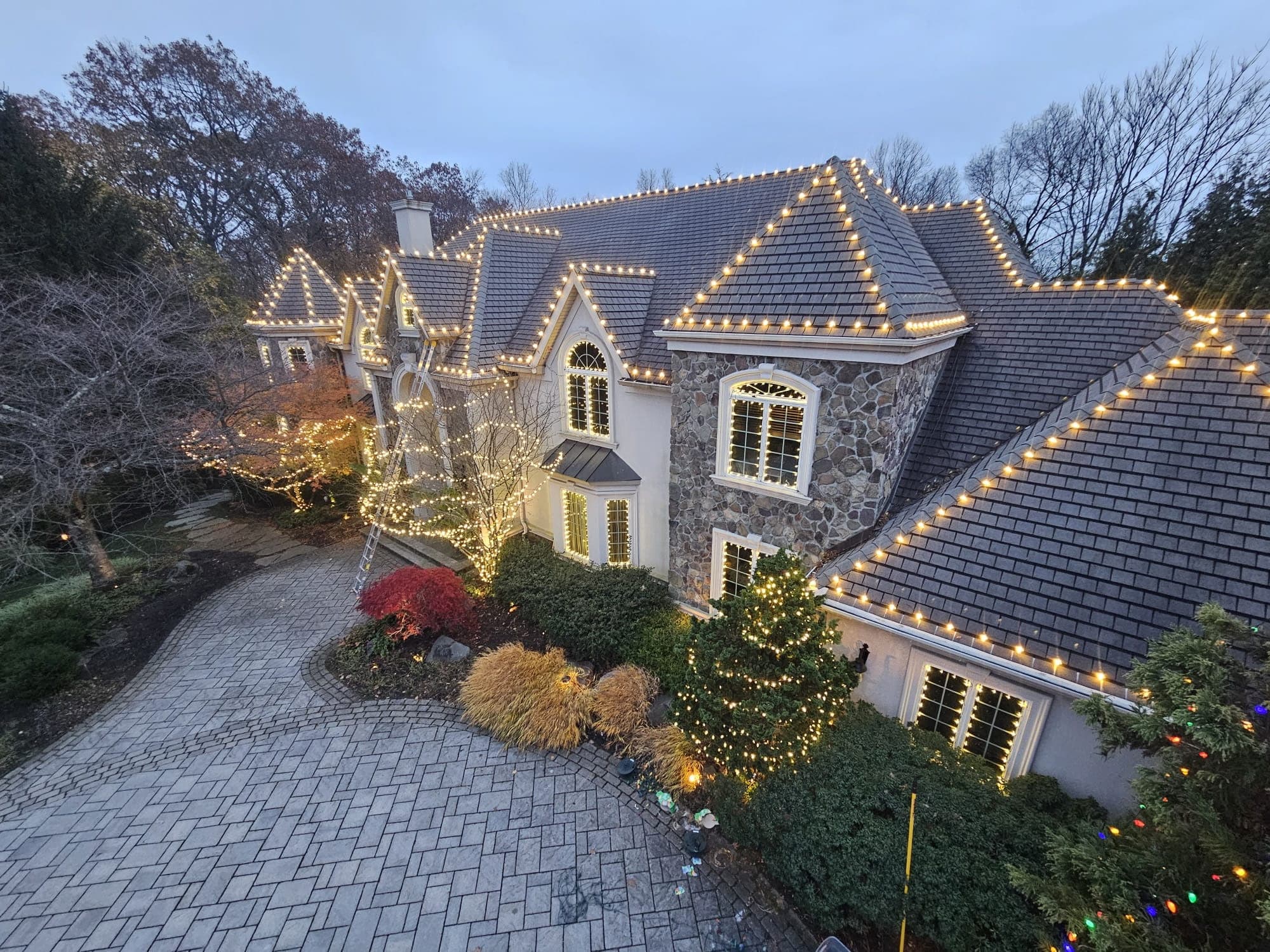 Custom Christmas lights on home exterior