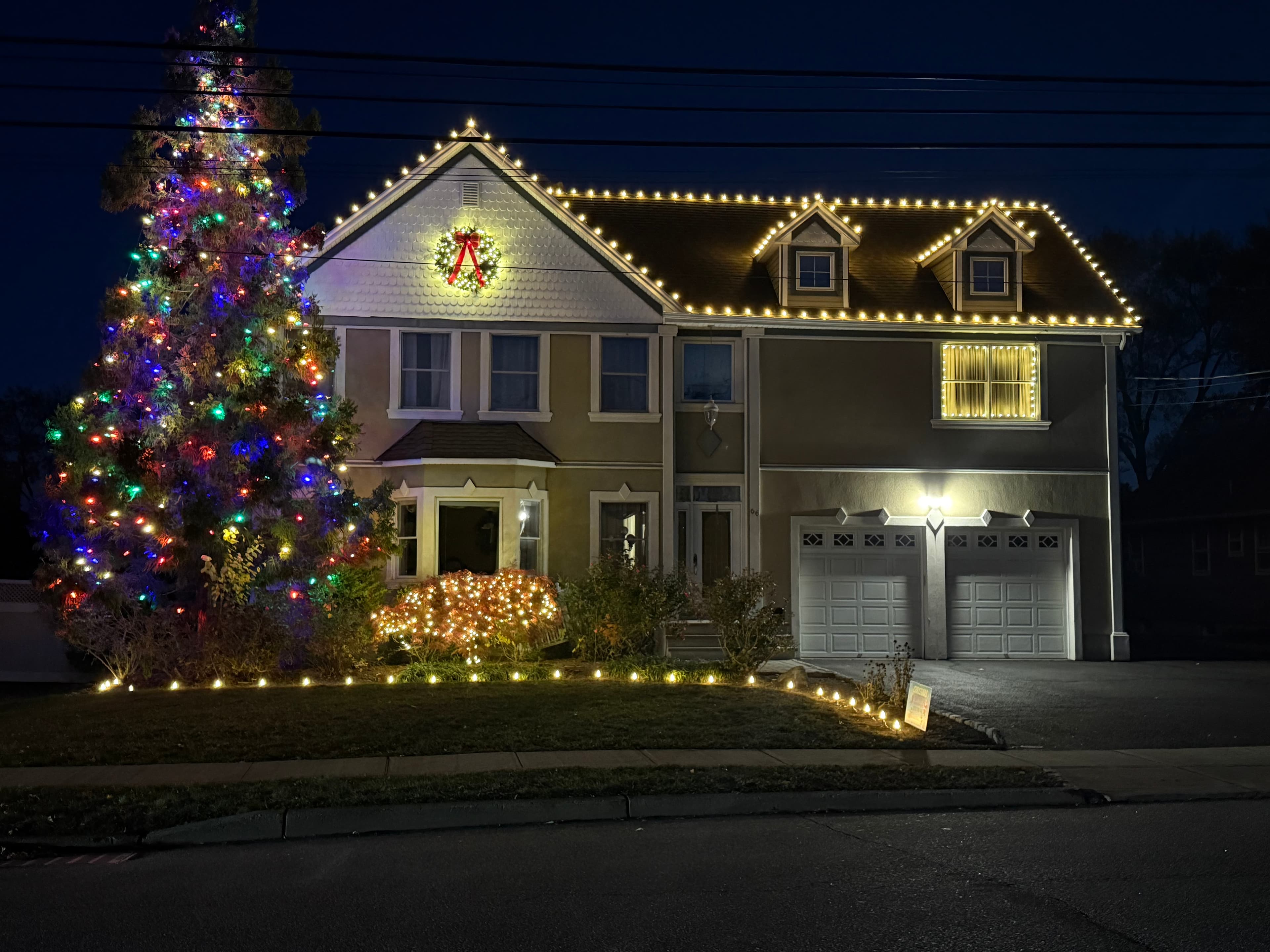 Holiday lights on New Jersey house