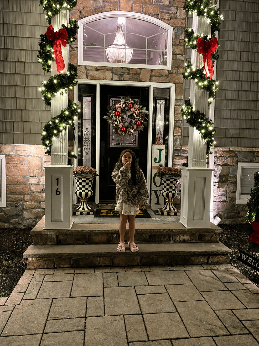 Christmas lights installed on a residential New Jersey home